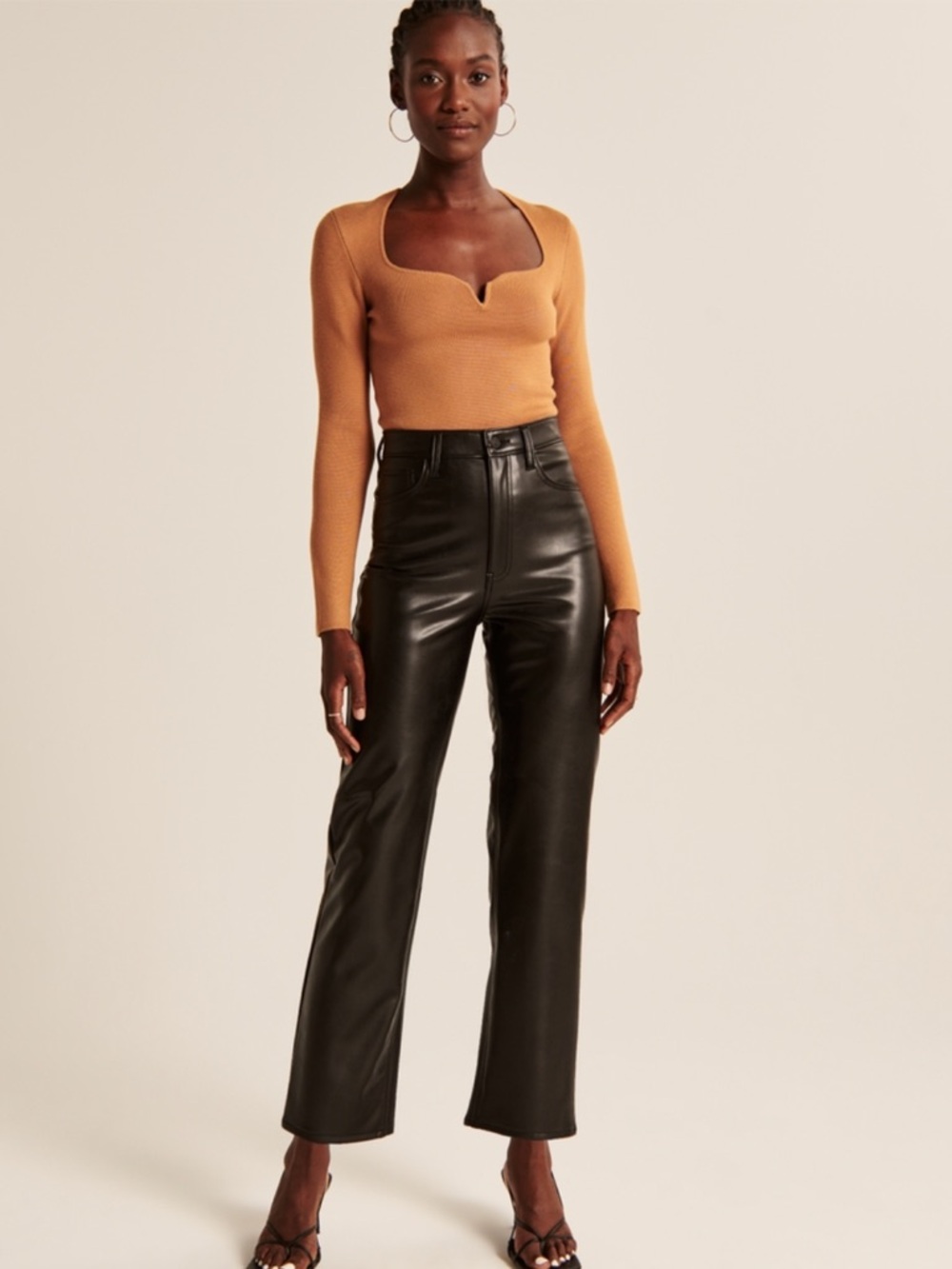 Abercrombie Vegan Leather Ankle Straight Pant